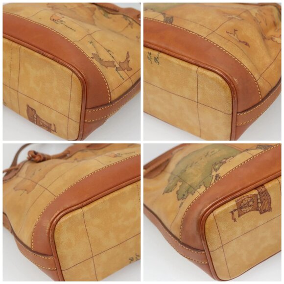 PRIMA CLASSE Shoulder Bag Leather PVC Beige Gold Auth am8596 - Picture 14 of 16